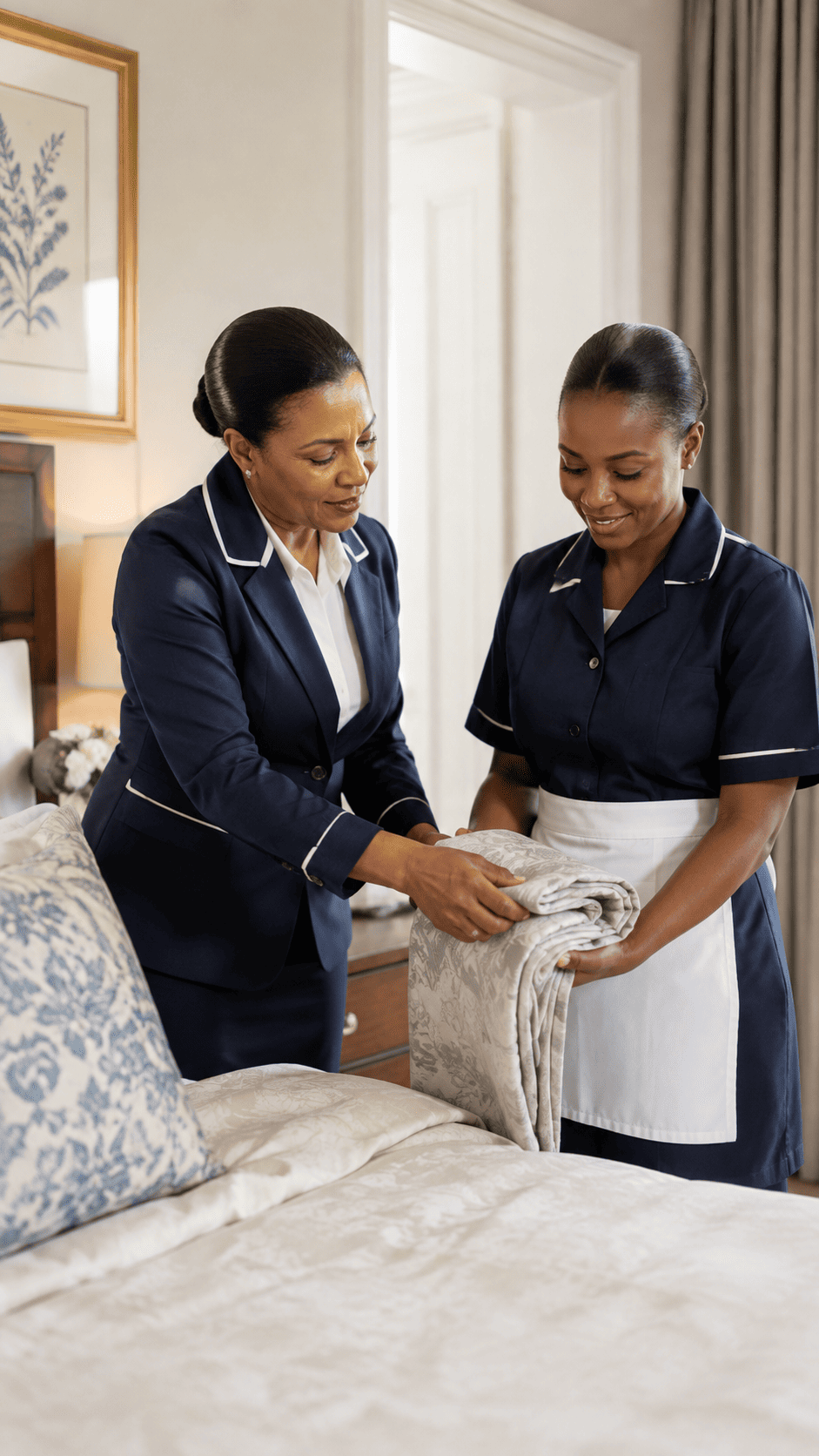 Domestic helper receiving practical in-house training